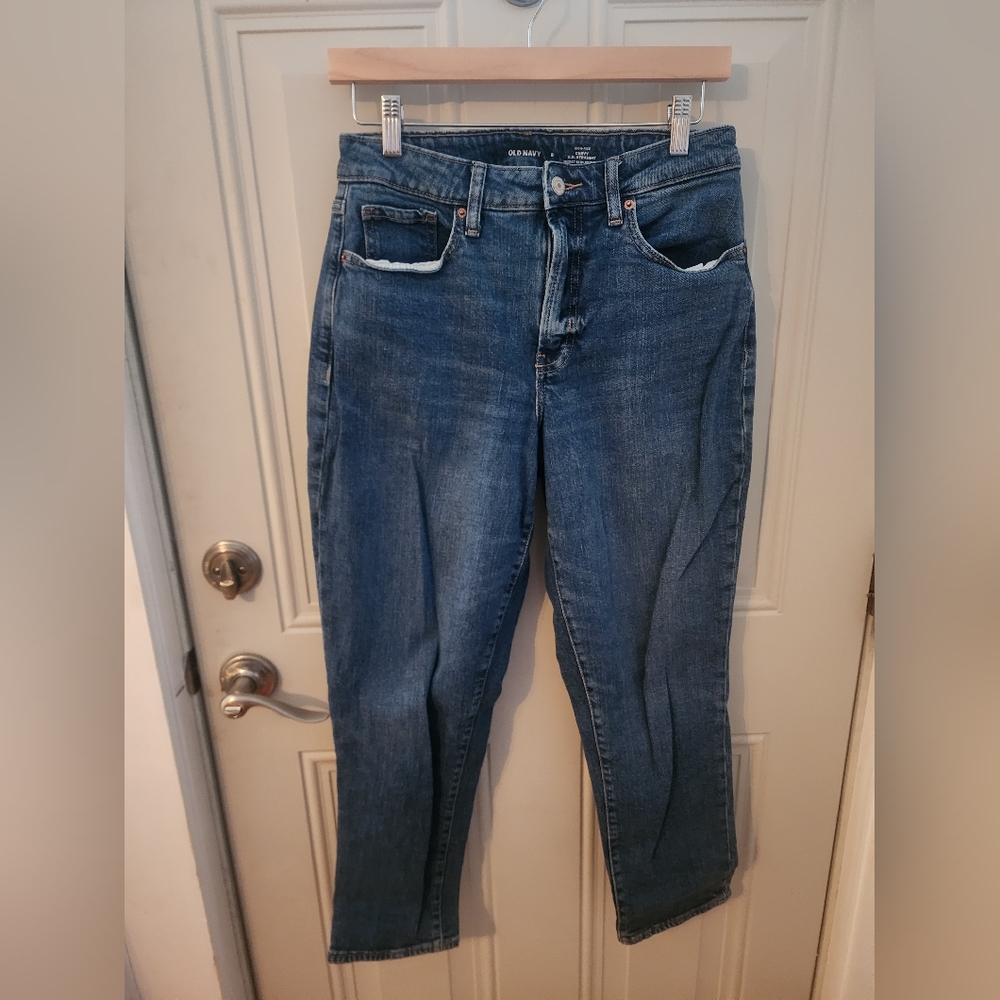 Old Navy Women's OG Dark Blue Straight Curvy Jeans 8